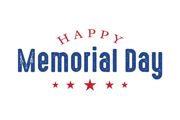 Happy Memorial Day lettering vector illustration, Hand drawn text with stars for memorial day in USA.