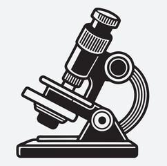 a microscope silhouette vector art illustration, microscope on white background