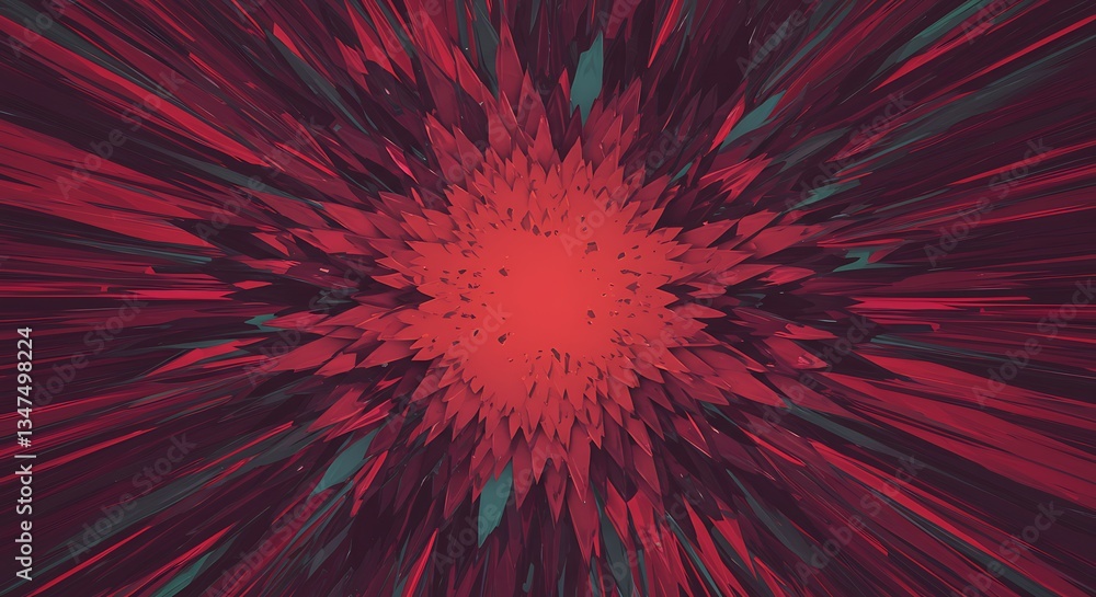 Poster abstract red burst explosion sharp angular design dynamic background 3d