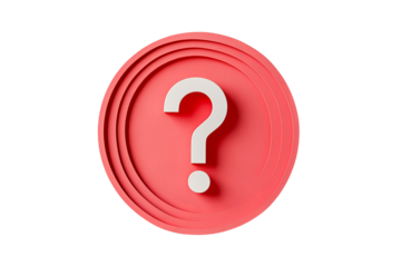 Question mark on coral round layered plate, cut out transparent