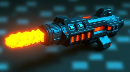 A futuristic weapon firing an intense stream of energy outwards