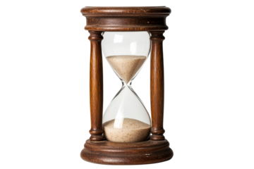 Wooden Hourglass Isolated, Sand Timer Object, cut out transparent