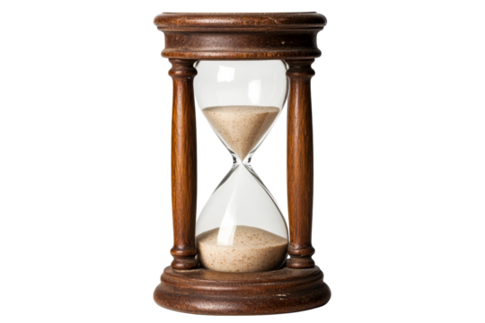 Wooden Hourglass Isolated, Sand Timer Object, cut out transparent
