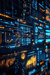 Obraz premium The AI, Big Data and Business Intelligence icons represent the integration of advanced technologies to analyze graphs, business data and market trends,