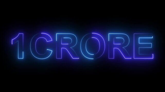Neon text 1 CRORE, Celebrating 1 Crore  A Milestone in Digital Growth and Community Engagement on black background.

