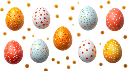 Painted Easter Eggs on a Transparent Background 