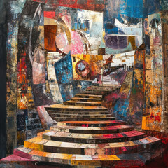 Fototapeta premium an abstract painting with elements of architectural cubism. 