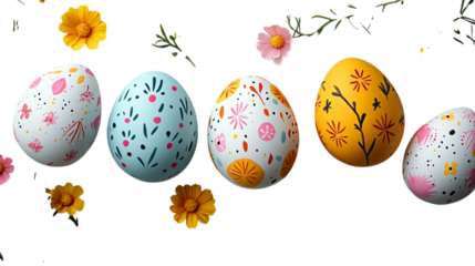 Painted Easter Eggs on a Transparent Background 