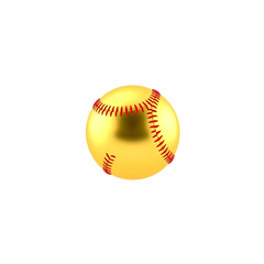 Golden baseball ball isolated on white background. 3d illustration. Generative AI