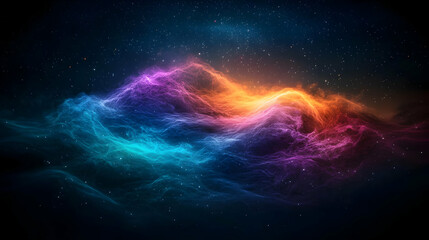 Fototapeta premium Abstract Nebula Illustration With Vibrant Colors of Blue Orange and Purple Against a Dark Background