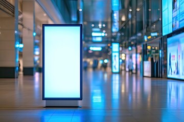 Blank digital billboard in a modern shopping mall
