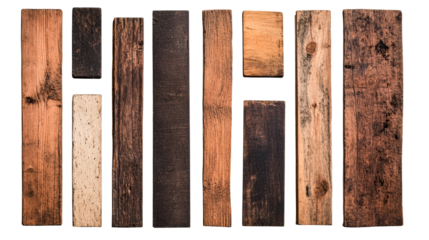 Variety of Wooden Planks on Black Backdrop, Cut Out Transparent