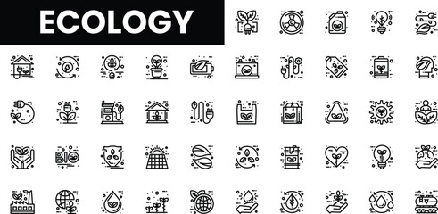 Ecology icons representing sustainability and environmental protection.
