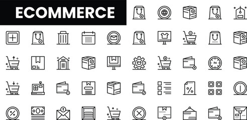 A collection of line icons representing various eCommerce concepts and tools.