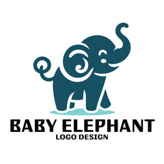 Baby Elephant Vector Logo Design © T-Vectors