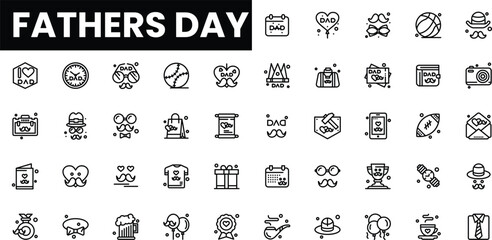 A creative collection of Father's Day icons highlighting love and appreciation.