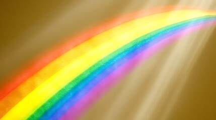 A colorful rainbow arches across the illuminated brown background
