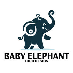 Baby Elephant Vector Logo Design