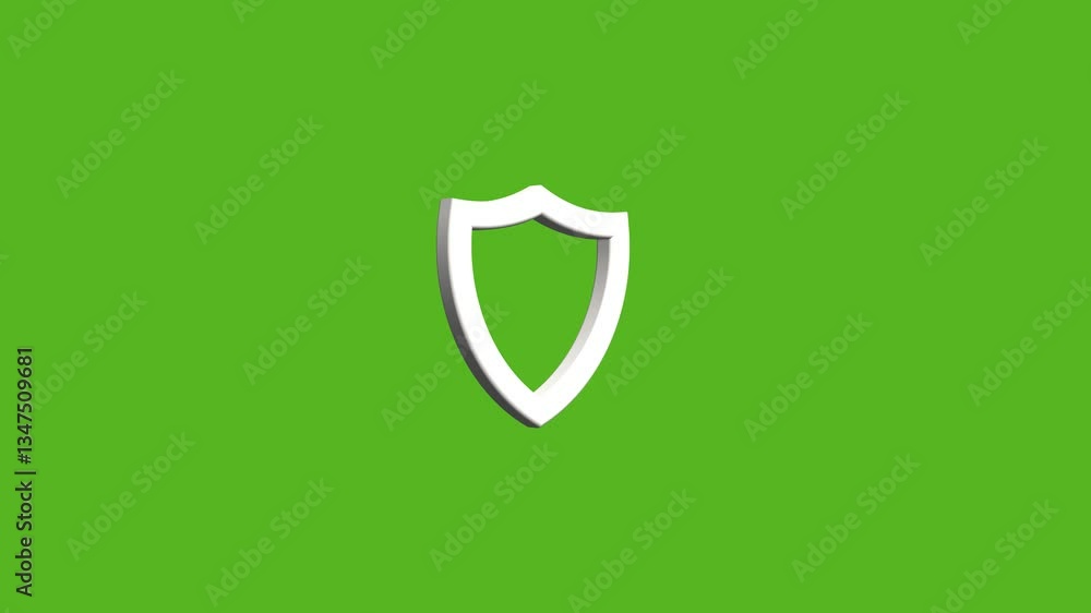 Poster shield cyber security computer system protection golden metal symbol in rotating neon 3d circles loo
