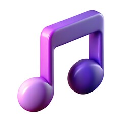 A vibrant purple musical note, pulsating with rhythm and melody, a symbol of joyful sound and energetic beats, rendered in a smooth 3D style.