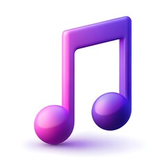 A vibrant, playful musical note pulses with energy, a symphony of pink and purple hues against a bright white backdrop.