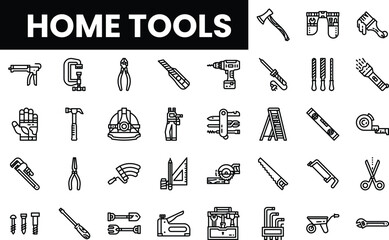 A collection of various home tools illustrating different equipment and accessories.