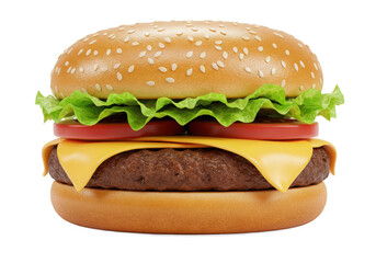 A close up shot of a hamburger with lettuce tomato and cheese on a black colored background