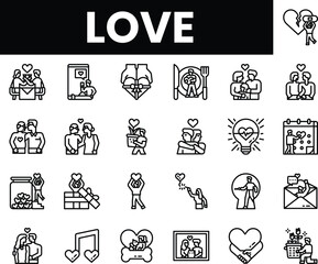 Various love-themed icons capturing romance and affection.