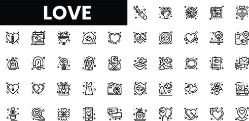 Various love-themed icons showcasing affection and romance.