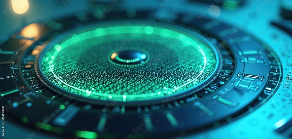 Poster silicon wafer, microchips used in electronics. integrated circuits. high tech microchip computer cen