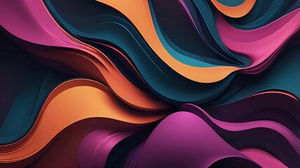 Fototapeta premium Vibrant waves of color in deep purples, teal, and gold flow and intertwine, creating an abstract, energetic, and dynamic pattern