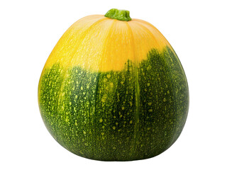 Vibrant yellow and green round squash, isolated on white.  Perfect for culinary, healthy eating, or harvest themes.  High-resolution image ideal for websites, blogs, and cookbooks.