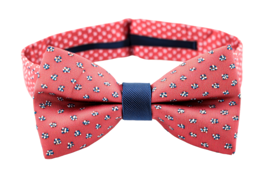 Red floral bow tie for men, elegant apparel ,cut out transparent