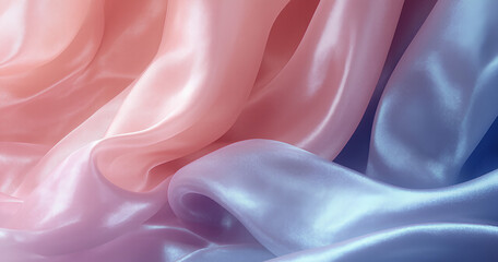 Obraz premium Smooth Silk Fabric in Delicate Pink and Blue Tones 