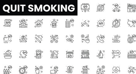 Minimalist icons illustrating a quit smoking campaign and its benefits.
