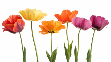 Naklejka premium Colorful Assortment Of Poppies Against A White Background