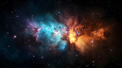 Colorful Nebula And Starfield In Deep Space Displaying Glowing Swirls Of Gas And Dust Across A Dark Background