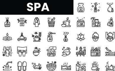 Variety of spa icons representing relaxation and wellness.