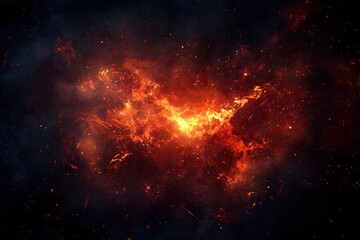 Fototapeta premium Fiery Cosmic Nebula Bursting with Energy in a Dark Universe Background