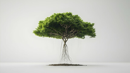 Pixelated Tree With Falling Particles On White Background