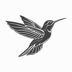 Obraz premium Hummingbird silhouette vector. black Hummingbird hate logo in a white background