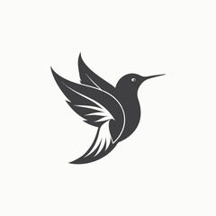 Obraz premium Flying Hummingbird silhouette isolated on white background. Hummingbird shadow. Vector illustration