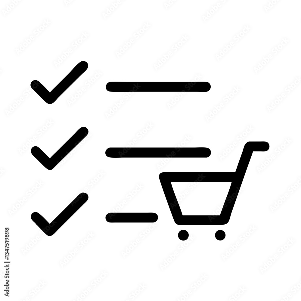 Poster checklist icon with small check marks - flat stroke icon for apps and websites, ideal for task manag