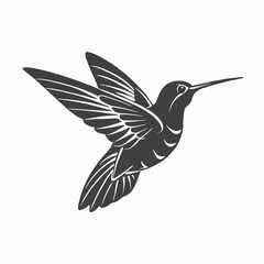 Fototapeta premium Flying Hummingbird silhouette isolated on white background. Hummingbird shadow. Vector illustration