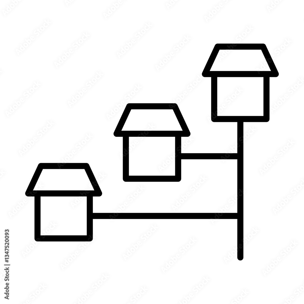 Aufkleber multi-vendor network icon with interconnected storefronts for e-commerce systems, collaborative busi