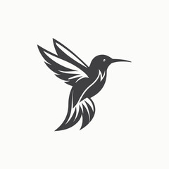 Obraz premium Beautiful flying hummingbird. Design element. For banners, posters, leaflets Bird background colibri tropical silhouette art. Black and white hand drawn Isolated vector illustration