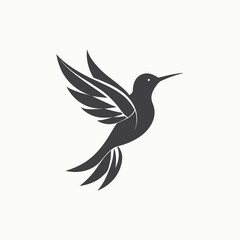 Fototapeta premium Beautiful flying hummingbird. Design element. For banners, posters, leaflets Bird background colibri tropical silhouette art. Black and white hand drawn Isolated vector illustration