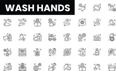 A collection of handwashing icons illustrating hygiene practices.