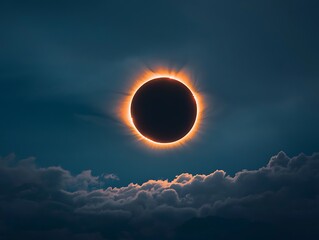 Obraz premium Annular Solar Eclipse over Clouds.