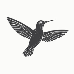 Obraz premium Beautiful flying hummingbird. Design element. For banners, posters, leaflets Bird background colibri tropical silhouette art. Black and white hand drawn Isolated vector illustration